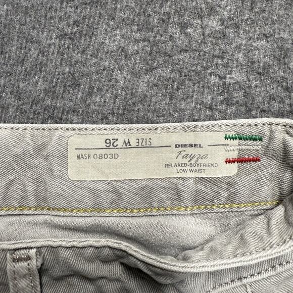 Diesel Fayza Relaxed Boyfriend Low Waist Jeans Womens 30* (tag 26) Gray Thrashed - Picture 2 of 14